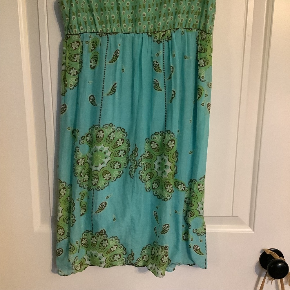 Studio M Aqua and Lime Patterned Mini Dress - Picture 6 of 6